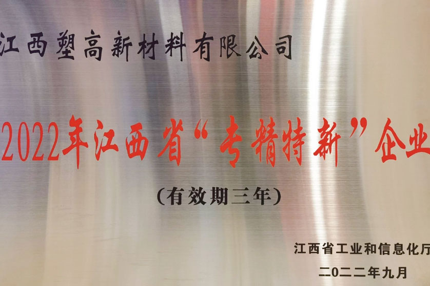 恭喜塑高新材料认定为省&ldquo;专精特新&rdquo;小巨人企业